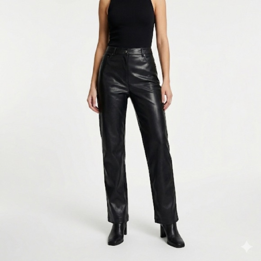 7 For All Mankind Coated Faux Leather Pants Black Size M